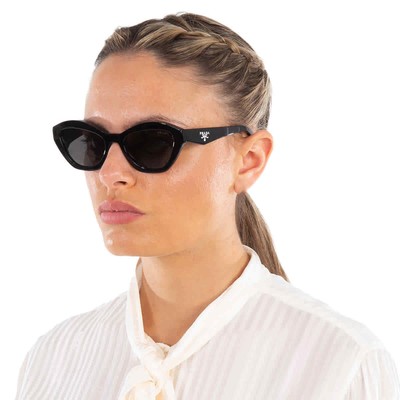 Pre-owned Prada Dark Grey Cat Eye Ladies Sunglasses Pr A02s 16k08z Pr A02s 16k08z In Gray