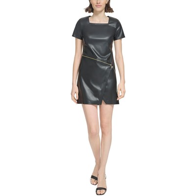 Женское черное платье-футляр из искусственной кожи Calvin Klein 6 BHFO 7636
