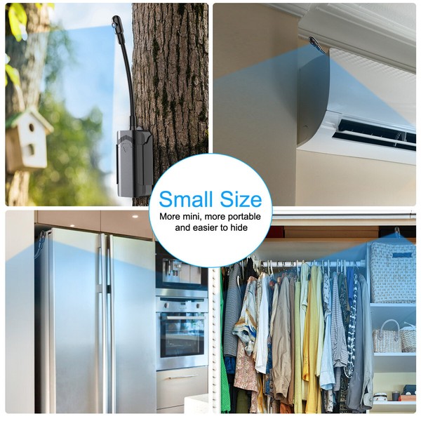 Compact device discreetly attached in various indoor/outdoor settings.