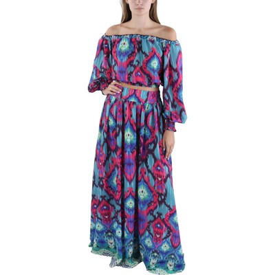 CQ by CQ Женское розовое платье-двойка с рукавом-епископом и принтом из 2 предметов M BHFO 9327