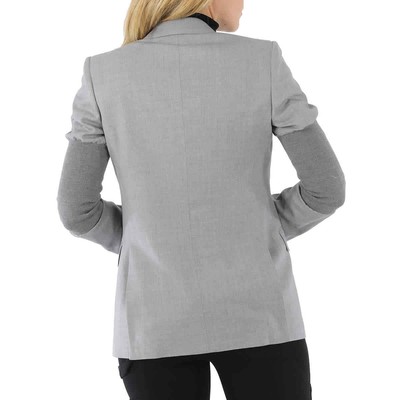 Pre-owned Burberry Ladies Ribbed-panel Single-breasted Wool Blazer Jacket, Brand Size 6 In Check Description