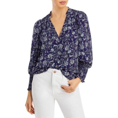 

Женская блузка Aqua с цветочным принтом и v-образным вырезом на 1/2 пуговицах BHFO 7445, Navy multi