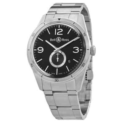 Винтажные мужские часы Bell and Ross с автоматическим черным циферблатом BRV123-BS-ST/SST