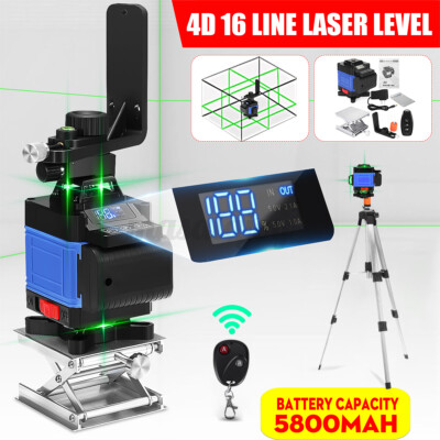 4D 16 //3D 12 Line Green Laser Level 360° Auto Self Leveling Rotary Cross Measure