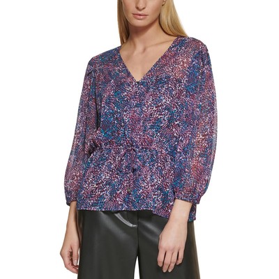 

Женская блузка с завязками на талии и принтом DKNY BHFO 5456