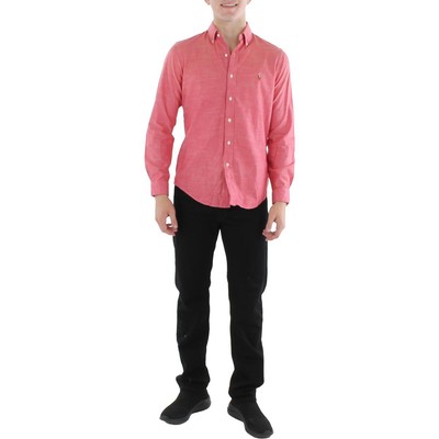 

Polo Ralph Lauren Мужская красная хлопковая рубашка с длинным рукавом на пуговицах  BHFO 5052, Красный, 710834372001