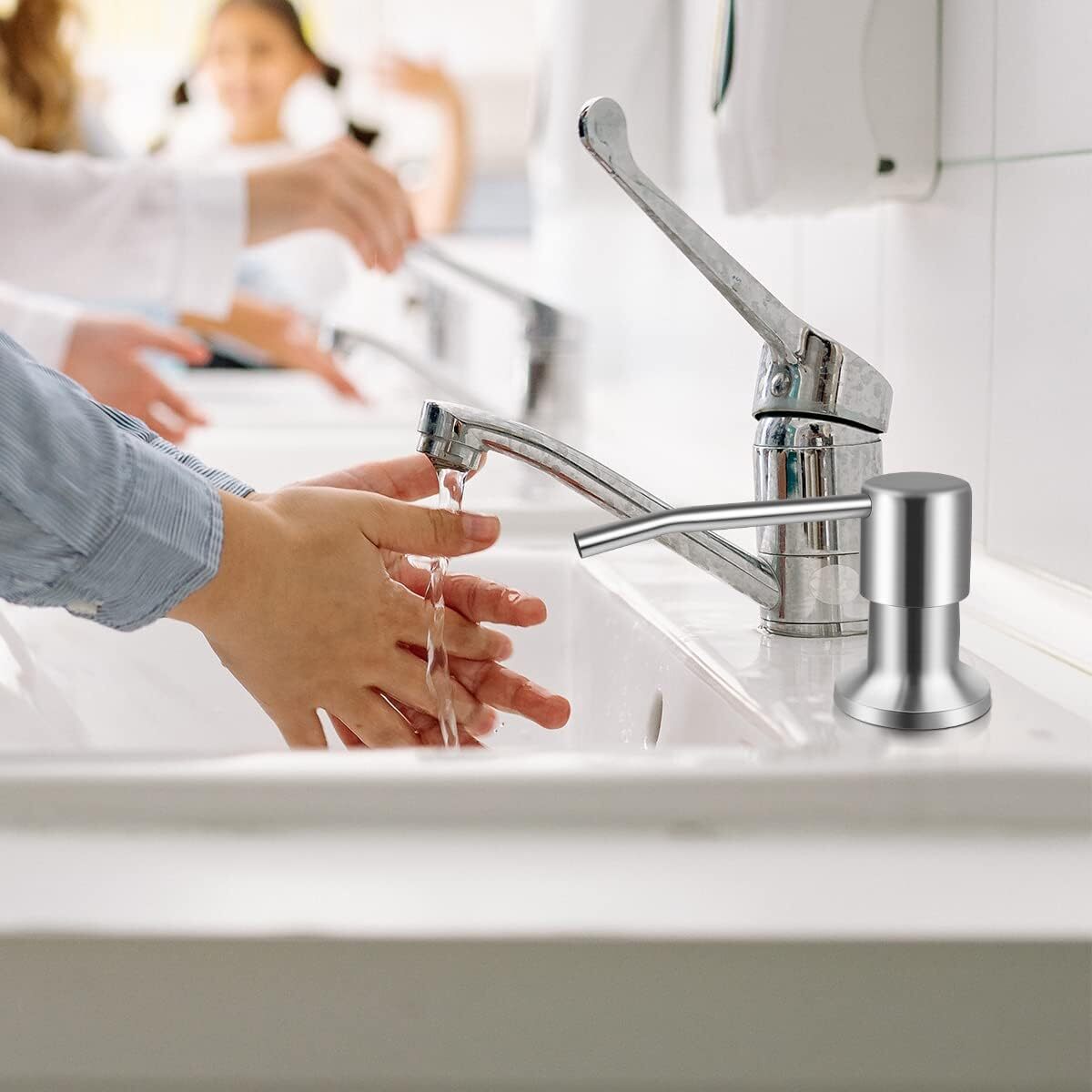 350ML Kitchen Sink Soap Dispenser Polish Stainless Steel Hand Liquid Pump Bottle