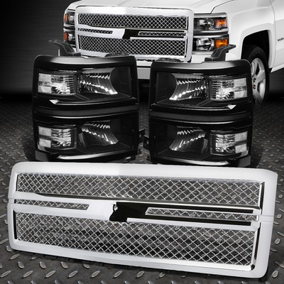 ЧЕРНАЯ ФАРА В КОРПУСЕ + ЧЕТКИЙ УГЛОВОЙ СИГНАЛ + РЕШЕТКА ИЗ АБС-ПЛАСТИКА ДЛЯ 14-15 SILVERADO