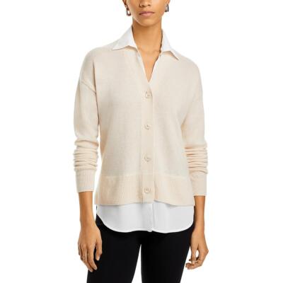 Женский бежевый кашемировый свитер-кардиган с разрезом по низу под собственной торговой маркой M BHFO 7522