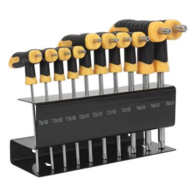 Siegen 10pc T-Handle Trx-Star Security Key Set T9-T50 in Metal Stand Torx Trx