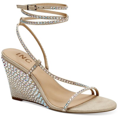 INC Womens Ren  Beige Dressy Wedge Sandals Shoes 9 Medium (B,M) BHFO 4396