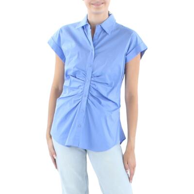 

Lauren Ralph Lauren Женская синяя блестящая рубашка на пуговицах  BHFO 2379, Blue loch