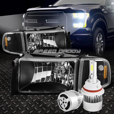 ЧЕРНАЯ ФАРА КОРПУСА + ЯНТАРНЫЙ СВЕТ + БЕЛЫЙ СВЕТОДИОД 9004 HID с ВЕНТИЛЯТОРОМ ДЛЯ ГРУЗОВИКА RAM 94-02