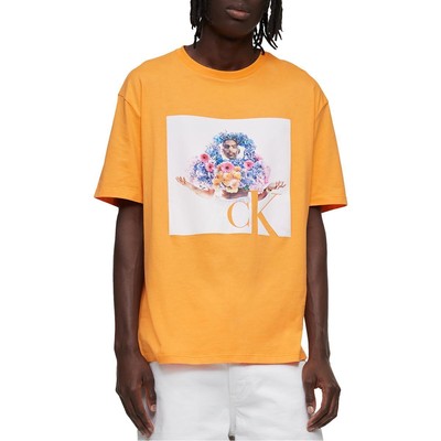 

Мужская оранжевая футболка с рисунком Calvin Klein Pride Relax Fit  BHFO 6326, Orange juice