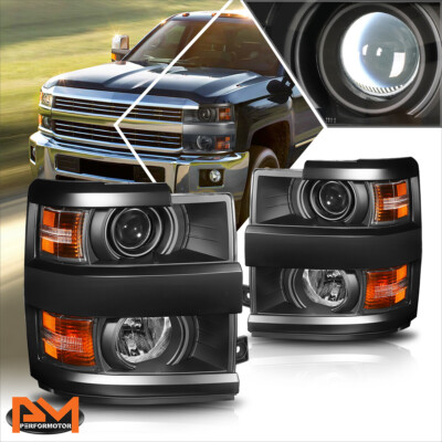 For 15-19 Chevy Silverado 2500HD/3500HD Projector Headlights/Lamps Black/Amber