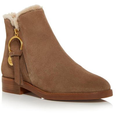 

Женские кожаные ботильоны на блочном каблуке с молнией See by Chloe Louise BHFO 2829, Dark beige, Louise