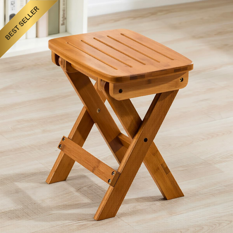 Bamboo Folding Step Stool,Bamboo Folding Stool for Shaving Shower Foot Rest, Hom