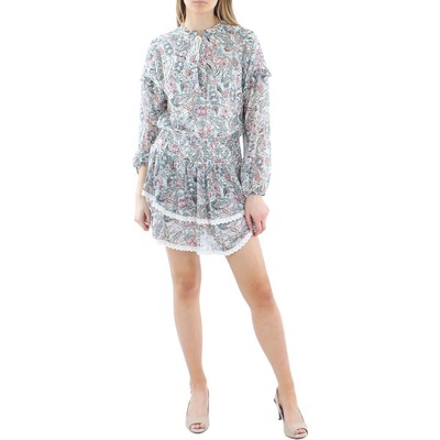 

Женское белое присборенное вечернее мини-платье с огурцами Aqua  BHFO 6588, White multi