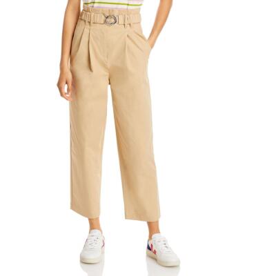 

Derek Lam 10 Crosby Женские прямые брюки до щиколотки цвета хаки Paperbag BHFO 1885, Khaki, TS211039WVT
