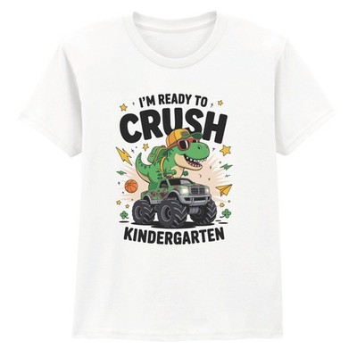 Im Ready To Crush Kindergarten Dinosaur Monster Truck Boys T-Shirt Education