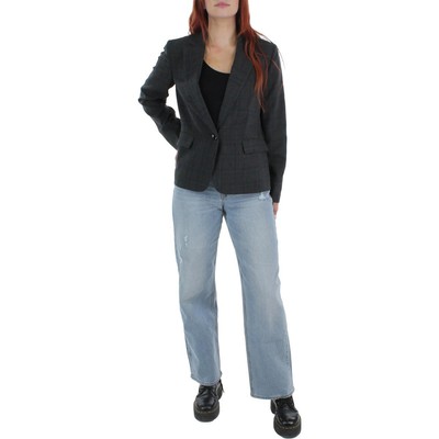 

Женский блейзер на одной пуговице в серую клетку Le Suit  BHFO 6600, Charcoal