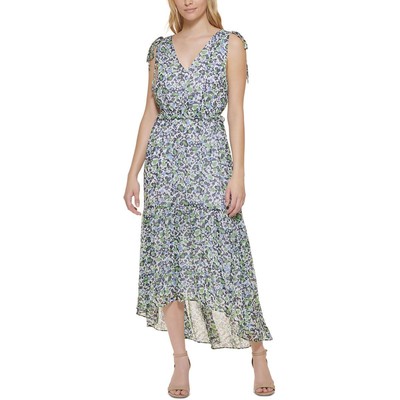 

Tommy Hilfiger Женское белое платье макси с цветочным принтом High Low  BHFO 6480, French blue multi