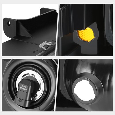 For 03-07 Silverado 1500-3500 Factory Style 4Pcs Amber Corner Headlights Black