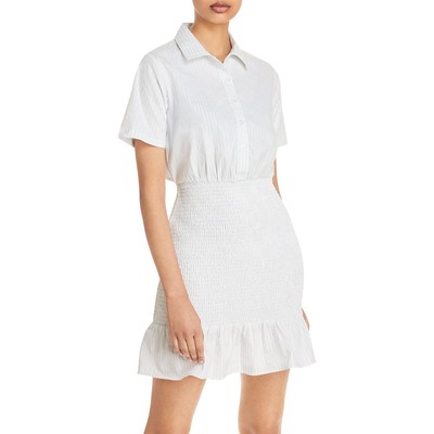 Женская рубашка миди в синюю полоску цвета морской волны на пуговицах M BHFO 3917