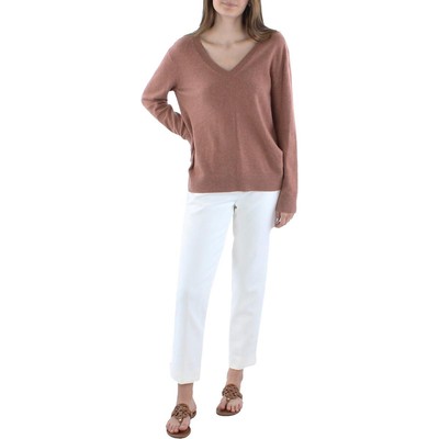 

Vince Womens Weekend Розовый кашемировый свитер в рубчик с V-образным вырезом  BHFO 1652, Hvr