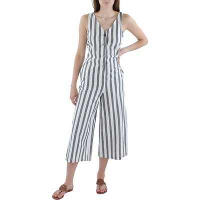 

Женский черно-белый укороченный комбинезон в хлопковую полоску La Classe Couture  BHFO 3328, Black-white