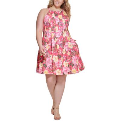 

Vince Camuto Женское платье до колен с цветочным принтом с пышной юбкой плюс BHFO 9560, Hot pink