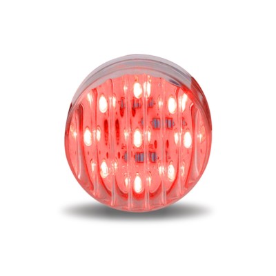 2'' Red Ribbed LED Marker Light - 9 Diodes - Clear Lens - Set of 4