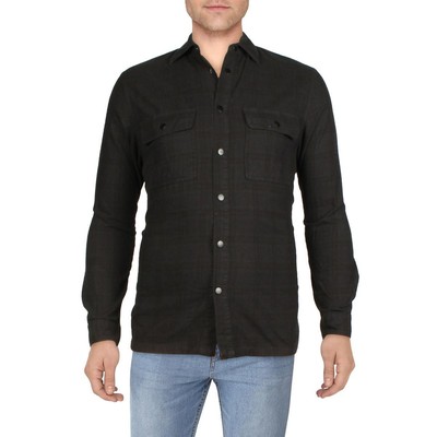 

Мужская черная фланелевая легкая футболка Sanctuary на кнопках  BHFO 4382, Black checks, XA9003