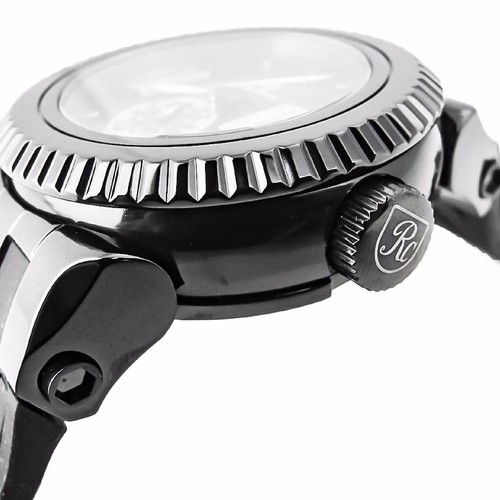Pre-owned Royal Crown 6415 Black Men's Wrist Watch 46mm Stainless Steel Case Silicon Band