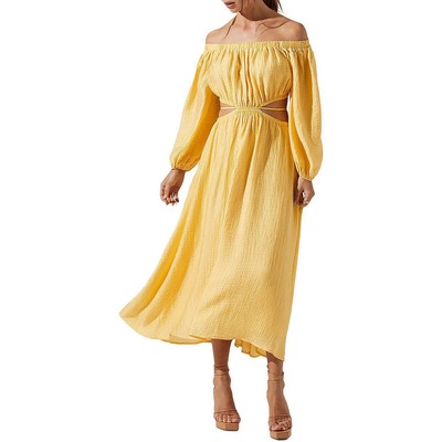 

ASTR the Label Женское желтое платье макси Cassian с открытыми плечами  BHFO 3894, Light yellow
