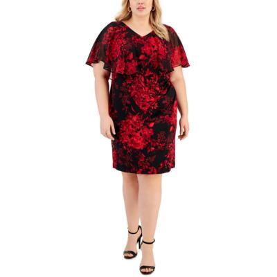Connected Apparel Womens Floral Popover Wedding Sheath Dress Plus BHFO 3991