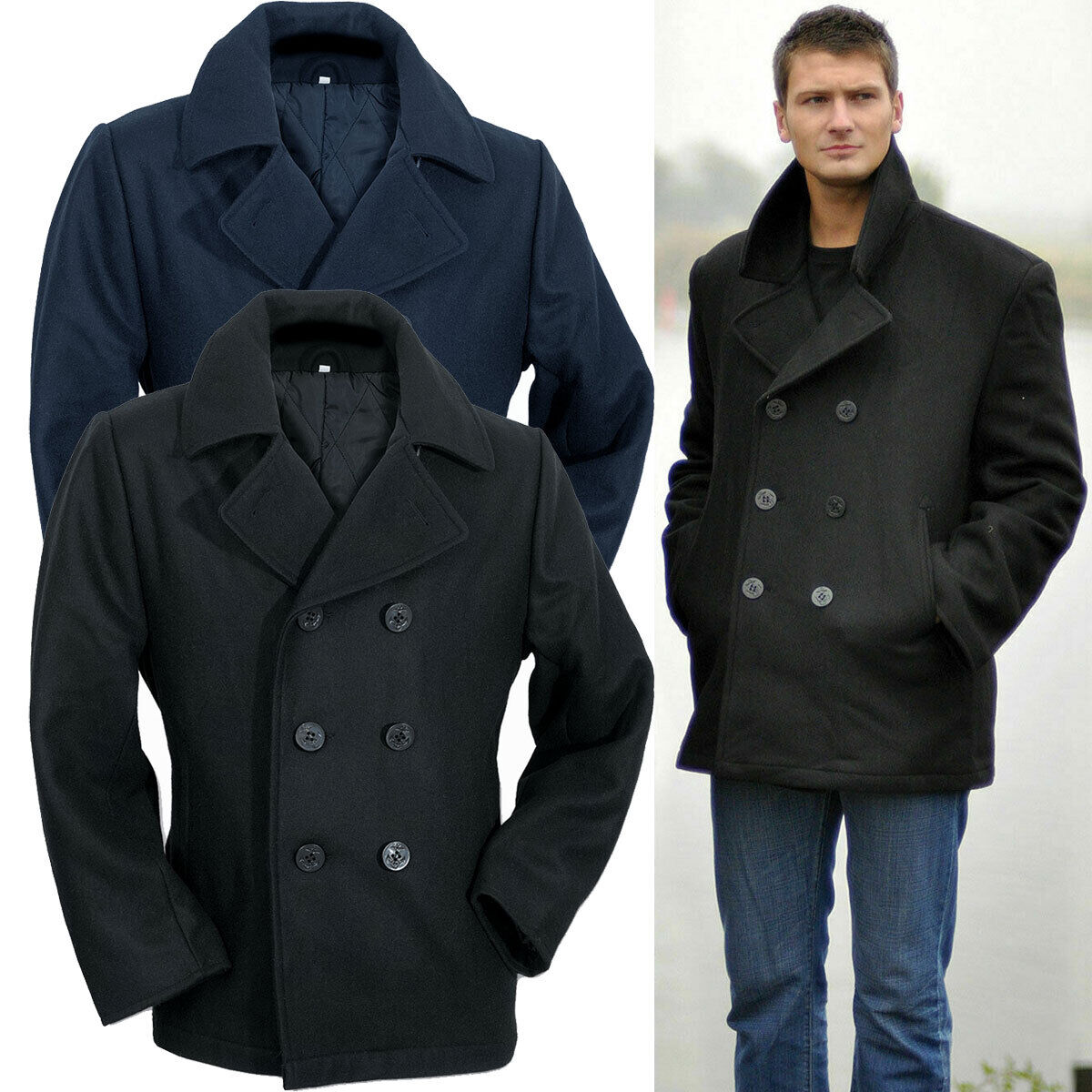 Mil-Tec US Navy Pea Coat schwarz oder navy-blau, XS-XXL