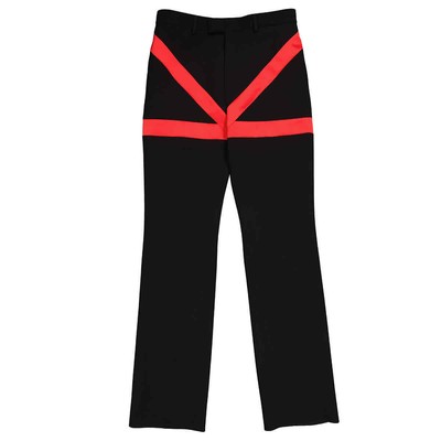 Pre-owned Ferragamo Salvatore  Men's Satin Inlay Wool Tailored Trousers In Black