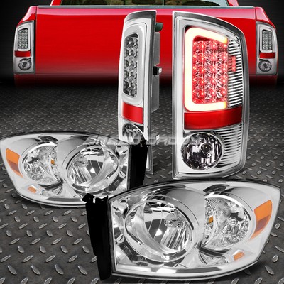 ХРОМИРОВАННЫЙ КОРПУС ЯНТАРНОЙ ФАРЫ + ОТТЕНОК СВЕТОДИОДНОЙ ПОЛОСЫ ЗАДНЕГО ТОРМОЗНОГО ФОНАРЯ ДЛЯ 07-09 DODGE RAM