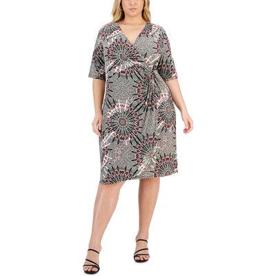 Женское черное миди-платье с запахом и коротким рукавом Connected Apparel Plus 24W BHFO 4743