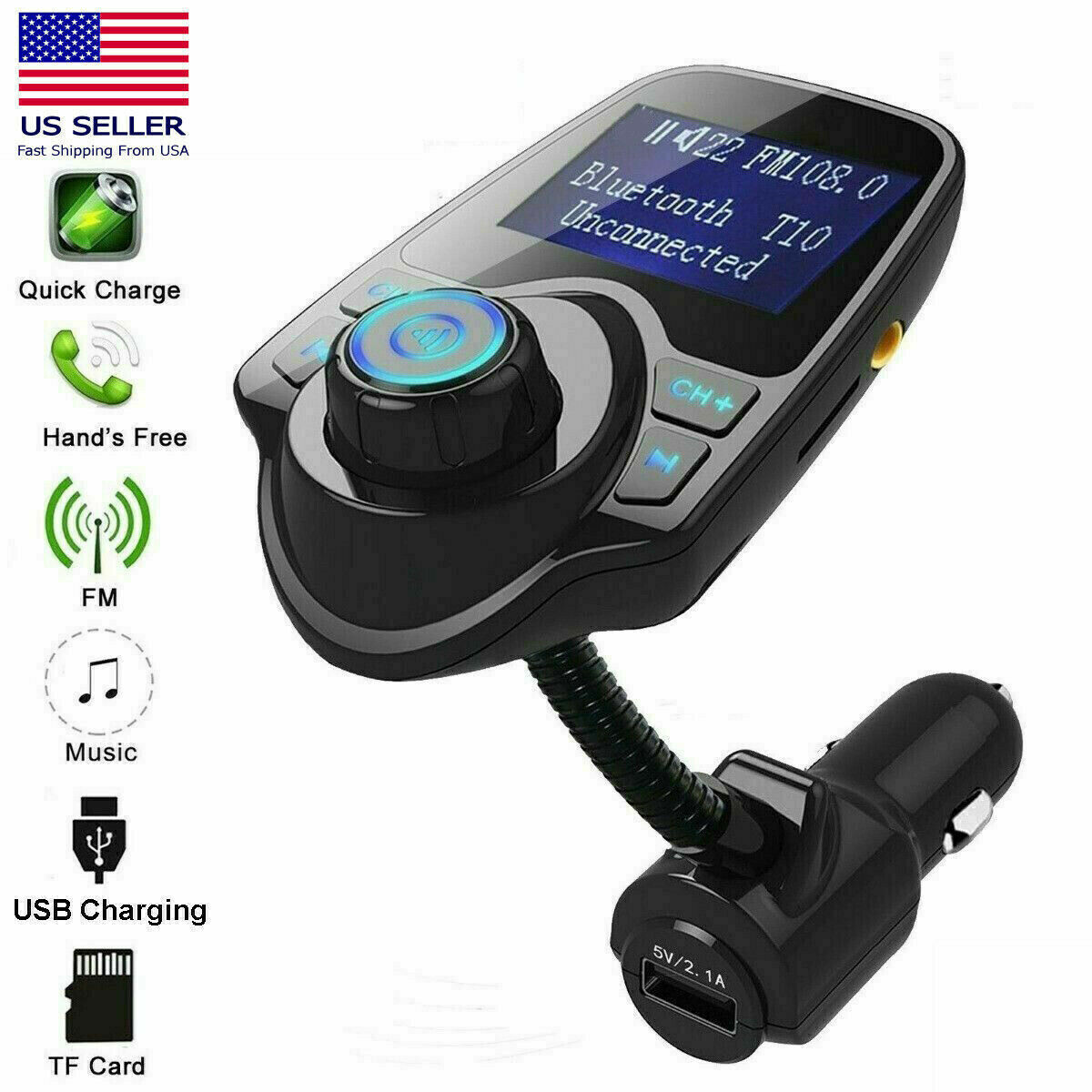 Car Bluetooth Cigar Plug FM Transmitter MP3 Player Radio Ada
