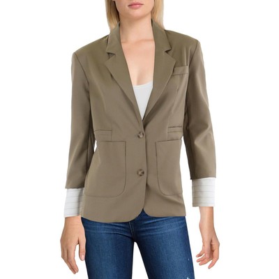 Madonna & Co. Womens Tan Twill 2Fer Two-Button Blazer Jacket S BHFO 9835