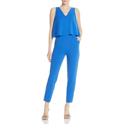 Женский нарядный комбинезон Aqua Womens Cora Blue Popover с прямыми штанинами M BHFO 2345