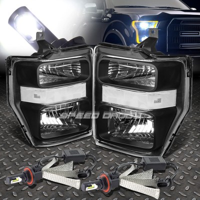 ЧЕРНАЯ ФАРА С КОРПУСОМ + БЕЛАЯ СВЕТОДИОДНАЯ СИСТЕМА 6000K ДЛЯ 08-10 F250/F350/F450/F550