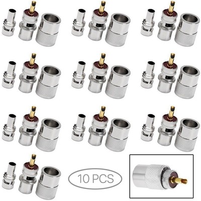 10 Pack UHF PL259 Solder Connector Plug with Reducer for RG8X Coaxial Coax Cable. Buy it now for 10.59