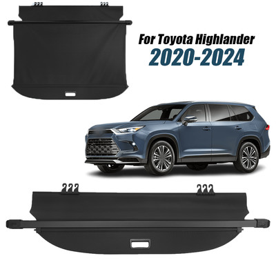 Rear Trunk Security Shield Cargo Cover For Toyota Highlander 2020-24 Replacement