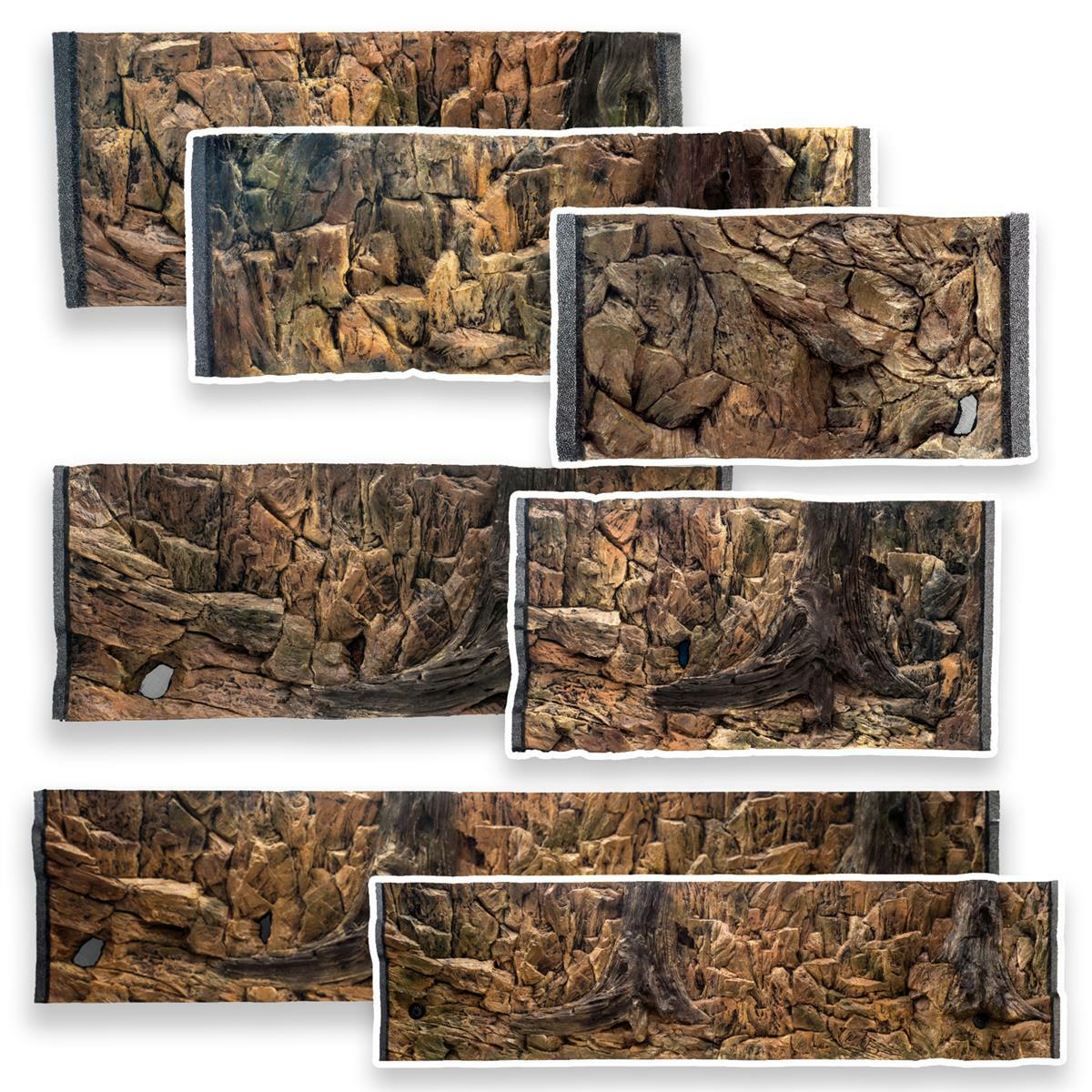 Aquarium Rückwand in 3d 50x30cm bis 200x60cm Terrarien Fels Wurzel Struktur NEU