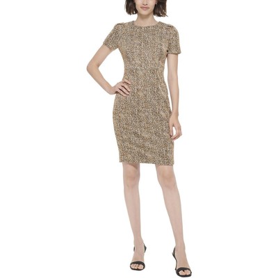 

Женское твидовое платье-футляр миди Calvin Klein BHFO 2158, Black/caramel/cream