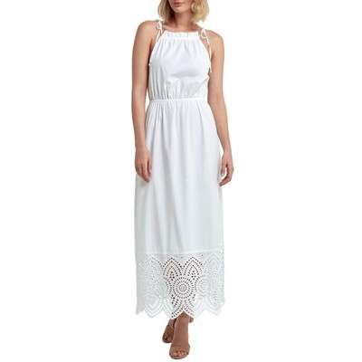

Женское белое платье макси со складками и завязками на шее H Halston  BHFO 0483, Белый