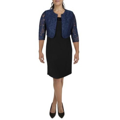 Alex Evenings Womens Navy Lace Blazer Jacket Plus 16W BHFO 6692